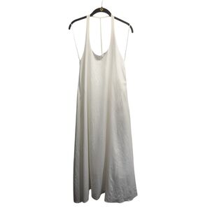 NWT Zara White Pleated Halter Lined Sleeveless Midi Dress Size Medium